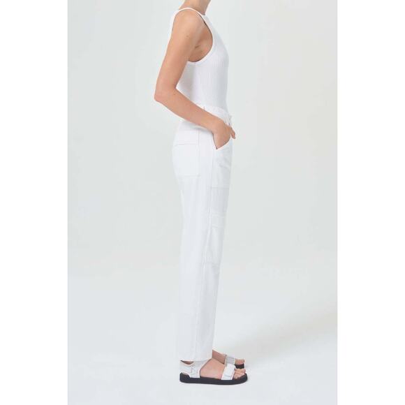 AGOLDE Cargo-Jeans Cooper Straight Leg High Rise Relaxed Milkshake Wash Size 31 - Picture 5 of 16